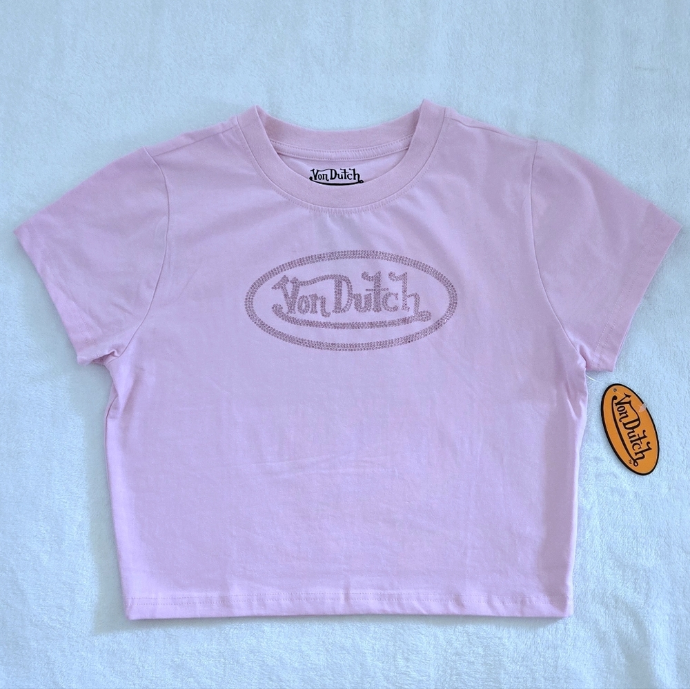 Von Dutch Pink🩷 Baby Tee👕 with Rhinestones💎 - NWT - Picture 8 of 12